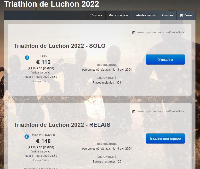 Ouverture des inscriptions